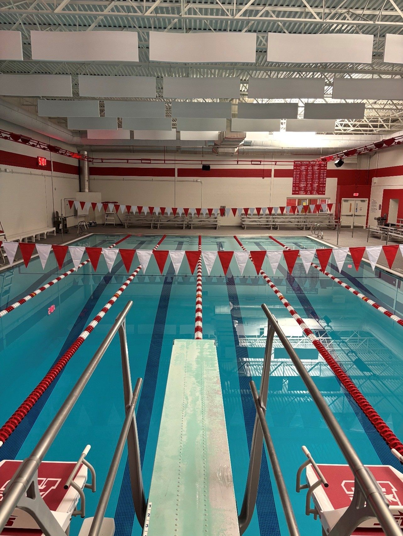 Indoor competition pool with lane lines